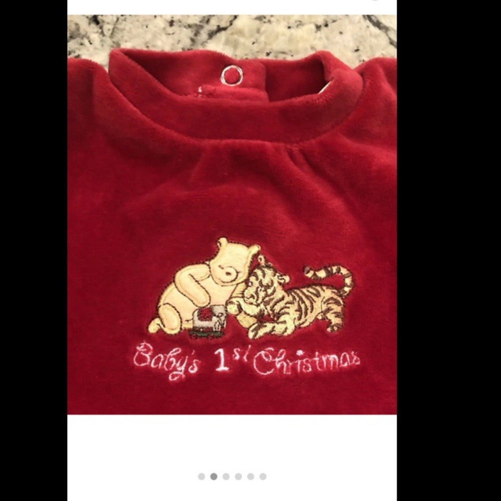 Red Velour Baby’s First Christmas Classic Pooh